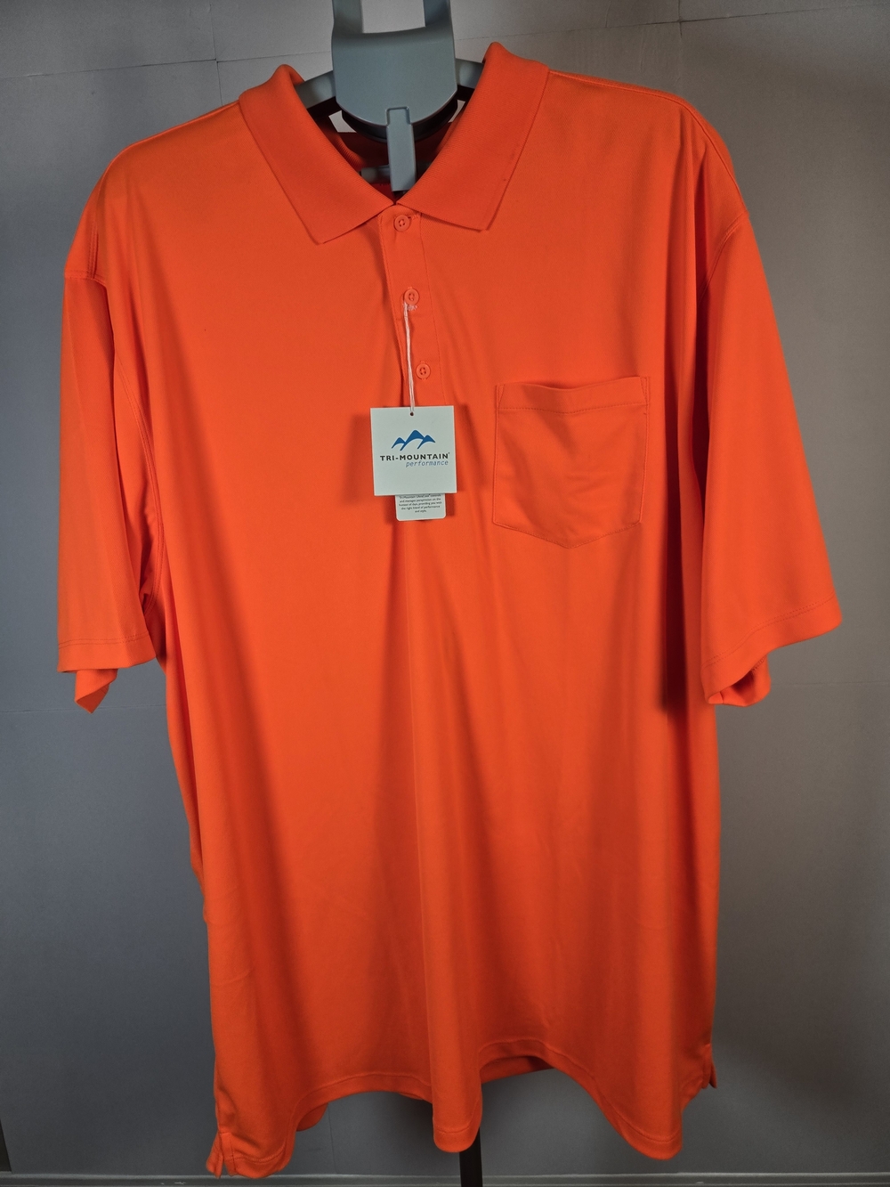Tri-Mountain Performance Men's Orange Polo Shirt with Chest Pocket